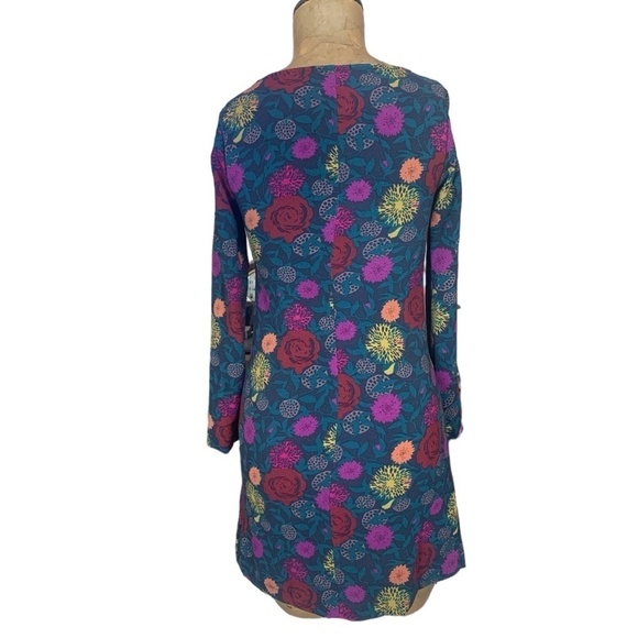 American Apparel USA Gia Mini Dress Knit Floral Roses Sz XS Long Sleeve #256C - Picture 2 of 7